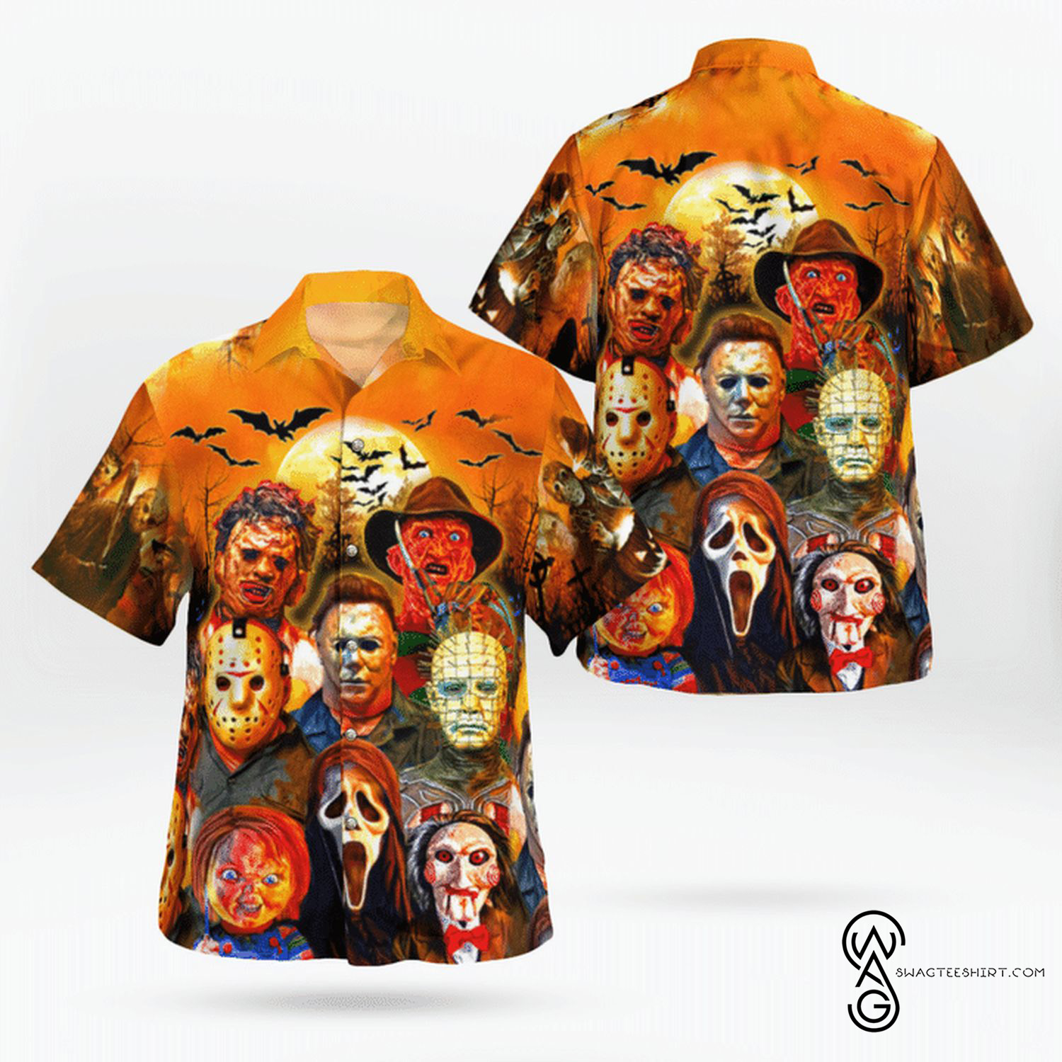 [Top Trending] Horror Characters Movie Trick Or Treat Halloween Casual Beach Full Printing Hawaiian Shirt